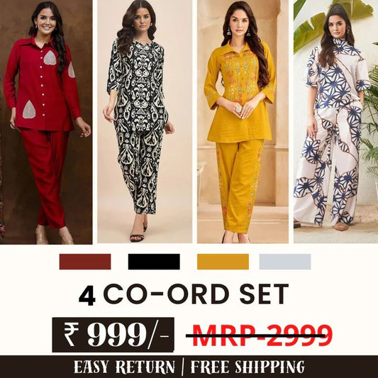 Stylish & Versatile 4 Co-ord Set Combo for Women | COMBO - 2 by My Store