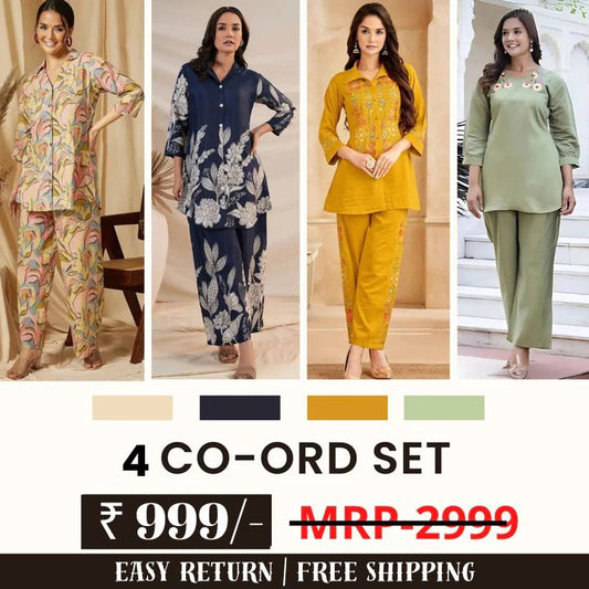 Stylish & Versatile 4 Co-ord Set Combo for Women | COMBO - 4 by My Store