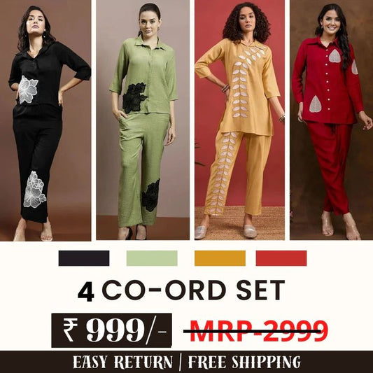 Stylish & Versatile 4 Co-ord Set Combo for Women | COMBO - 6 by My Store