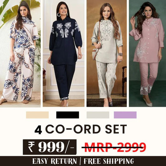 Stylish & Versatile 4 Co-ord Set Combo for Women | COMBO - 7 by My Store