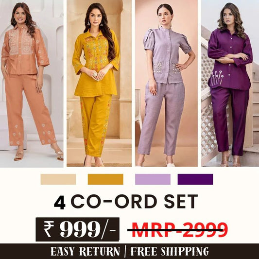 Stylish & Versatile 4 Co-ord Set Combo for Women | COMBO - 8 by My Store
