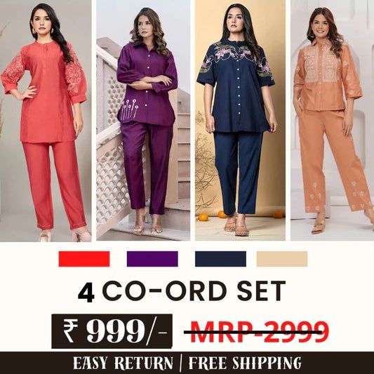 Stylish & Versatile 4 Co-ord Set Combo for Women | COMBO - 9 by My Store
