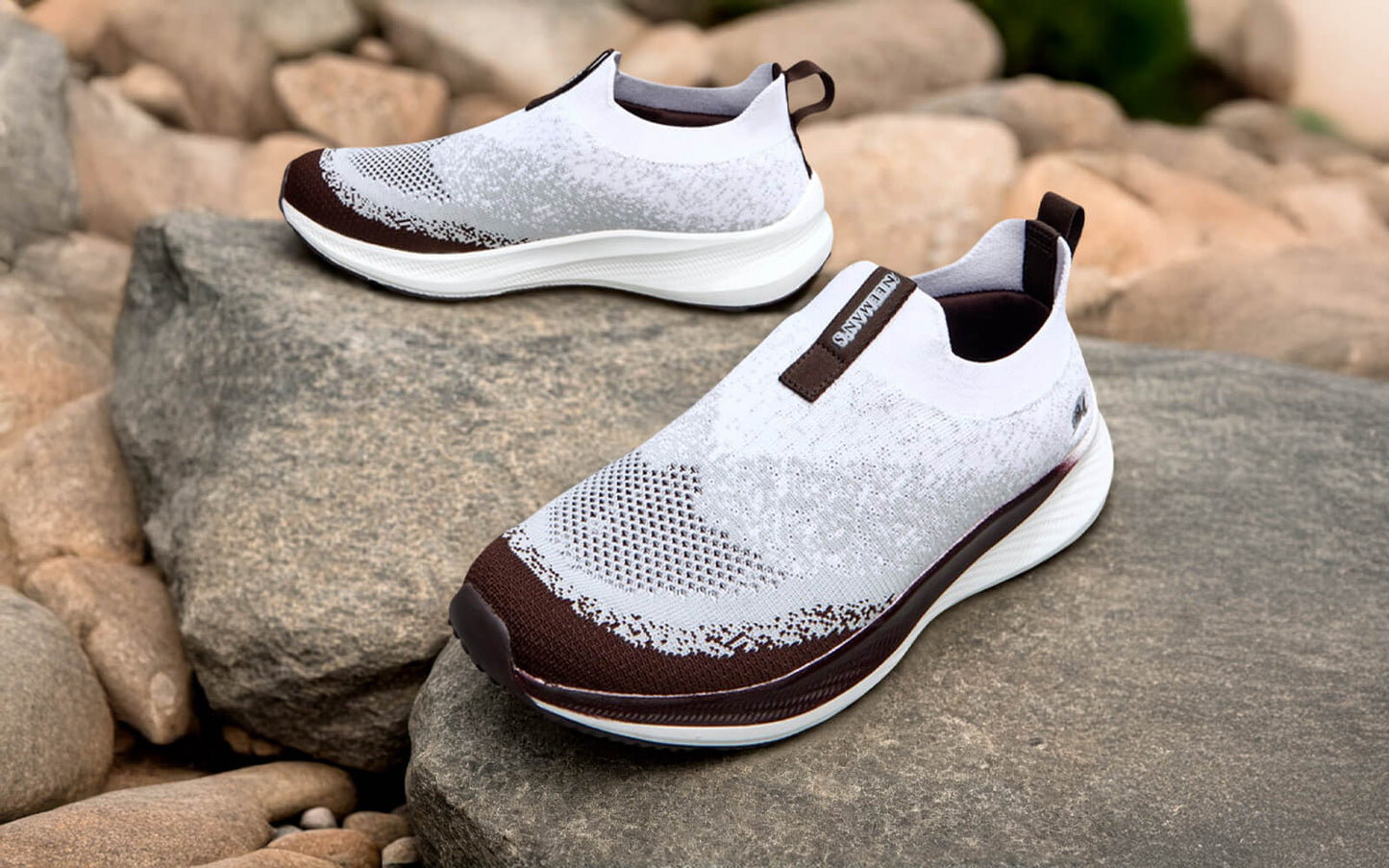 Blend Knit Slip Ons : Ivory-Brown by My Store