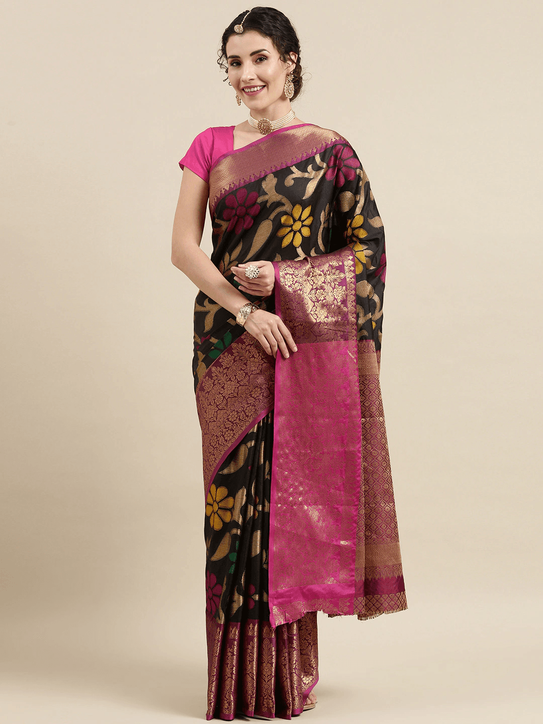 Black Colour Exclusive Dharmavaram Zari Weaving Work Soft Silk Saree