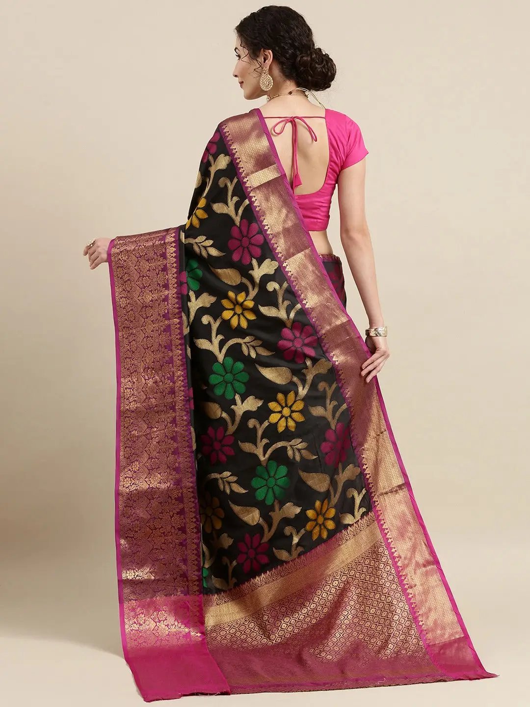 Black Colour Exclusive Dharmavaram Zari Weaving Work Soft Silk Saree