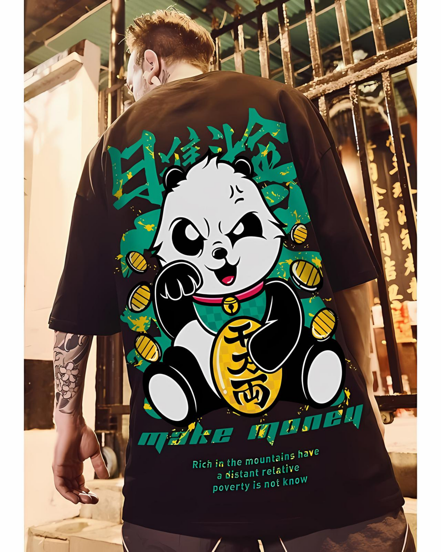 Oversized T shirt Cotton black t shirt - GreenPanda