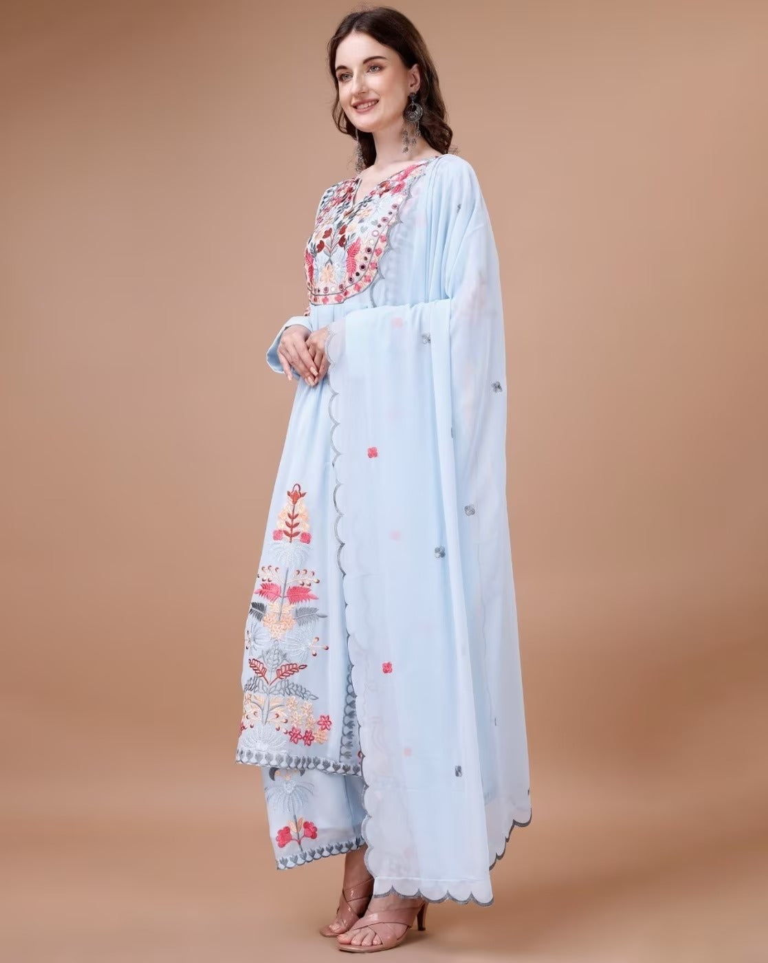 Ready To Wear Georgette Sky Blue Kurta Set