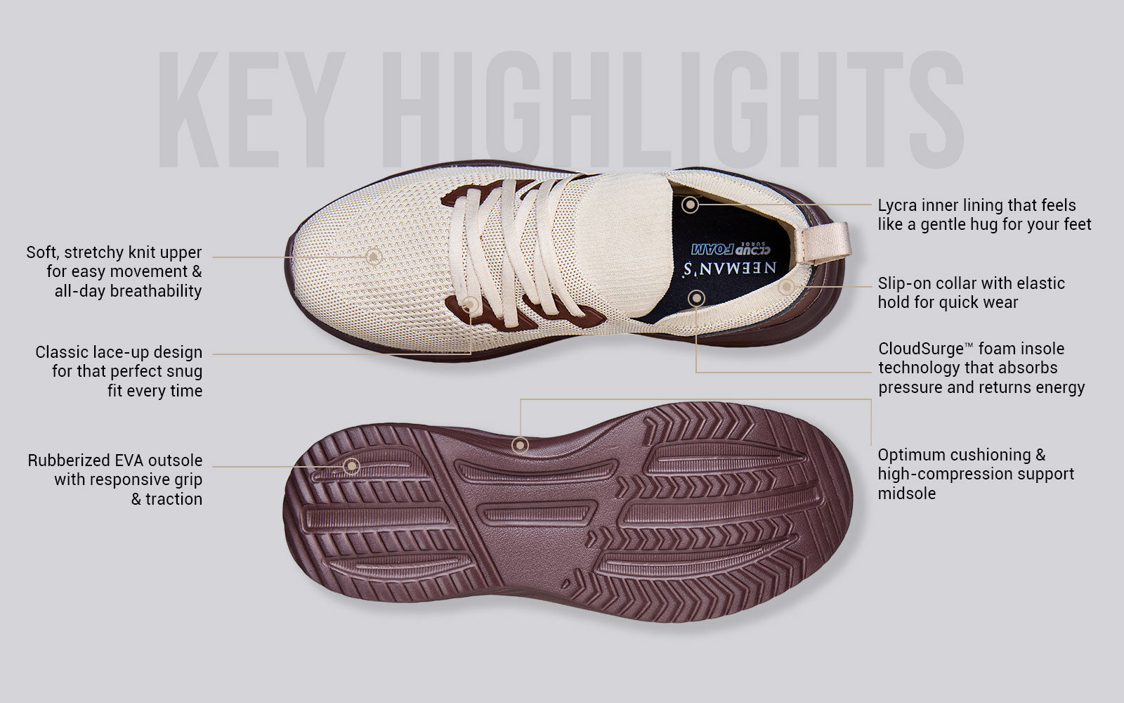 Ease Walk Snug : Ivory Brown by My Store