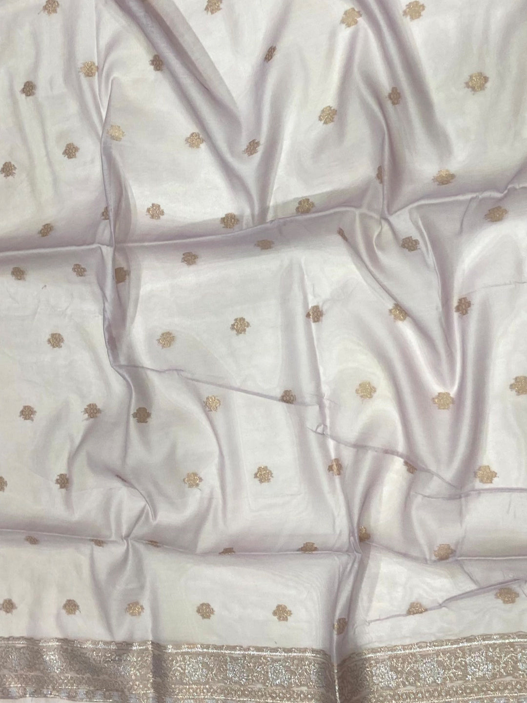 Lavender Lakhnavi Bandla Zari Weaving Saree by My Store