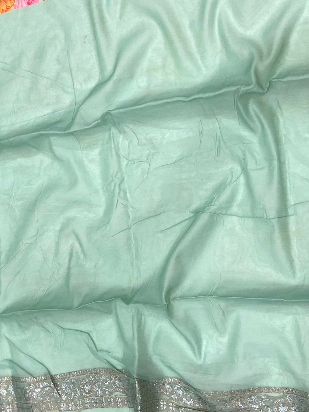 Light Green Lakhnavi Bandla Zari Weaving Saree by My Store