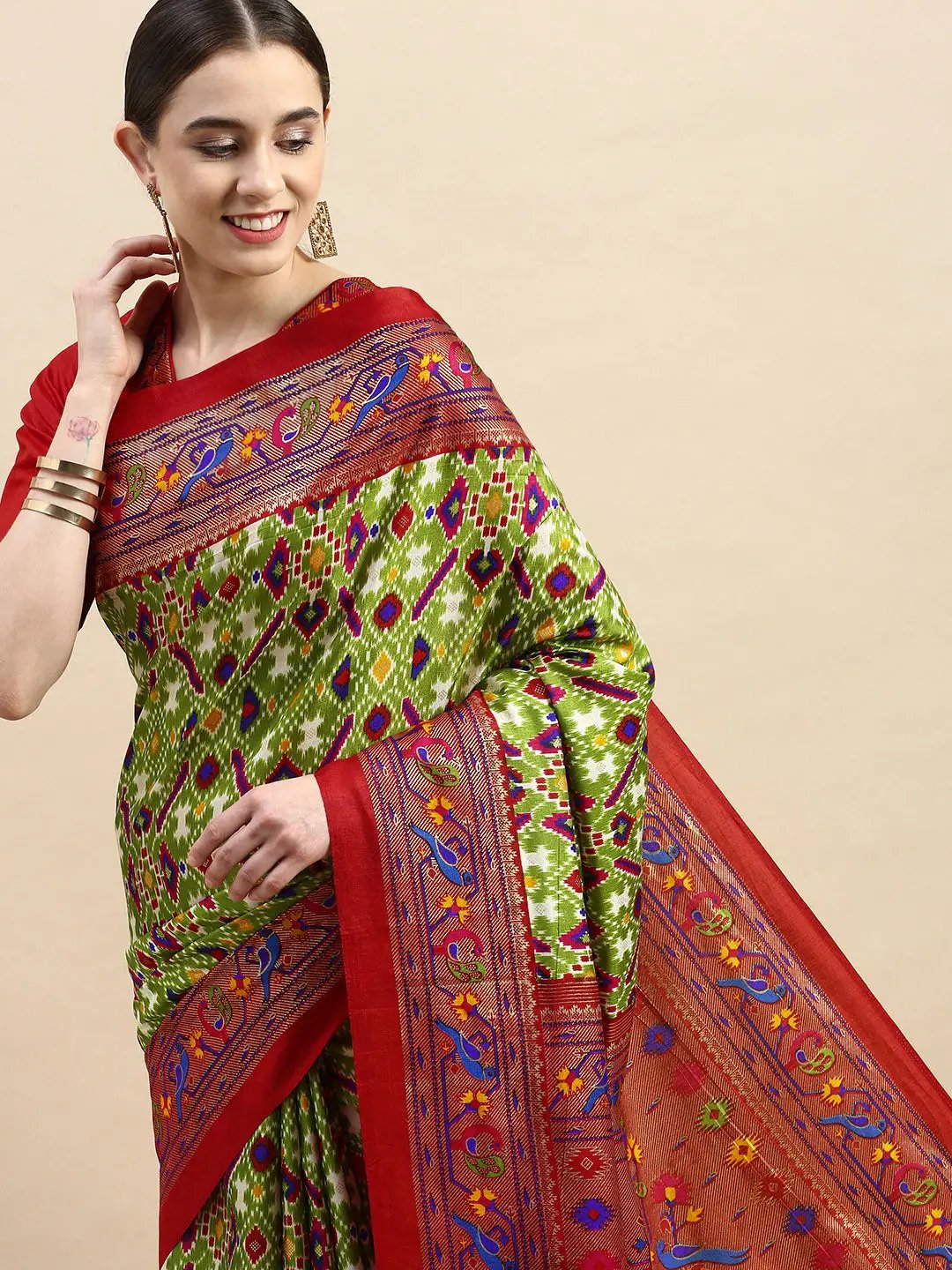Design Soft Chanderi Silk Patola Festive Wear Saree by My Store