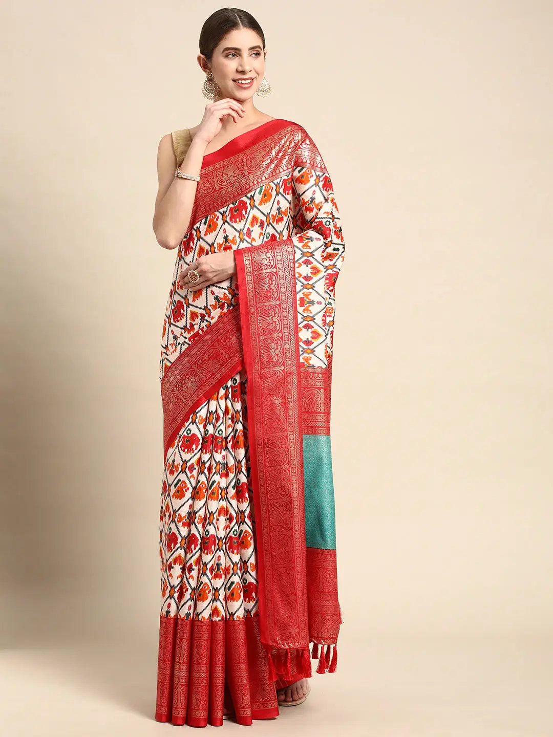 Design Soft Chanderi Silk Patola Design Festive Wear Saree by My Store