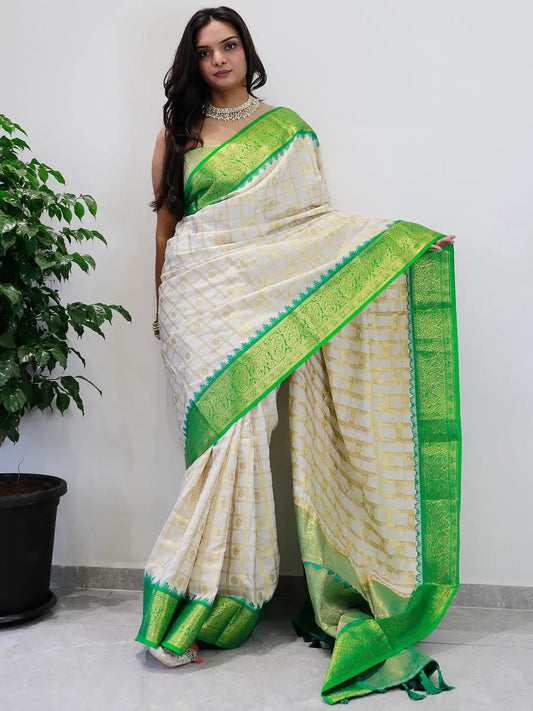 Divine Elegance Attractive Soft Silk Temple Border Gadwal Saree by My Store