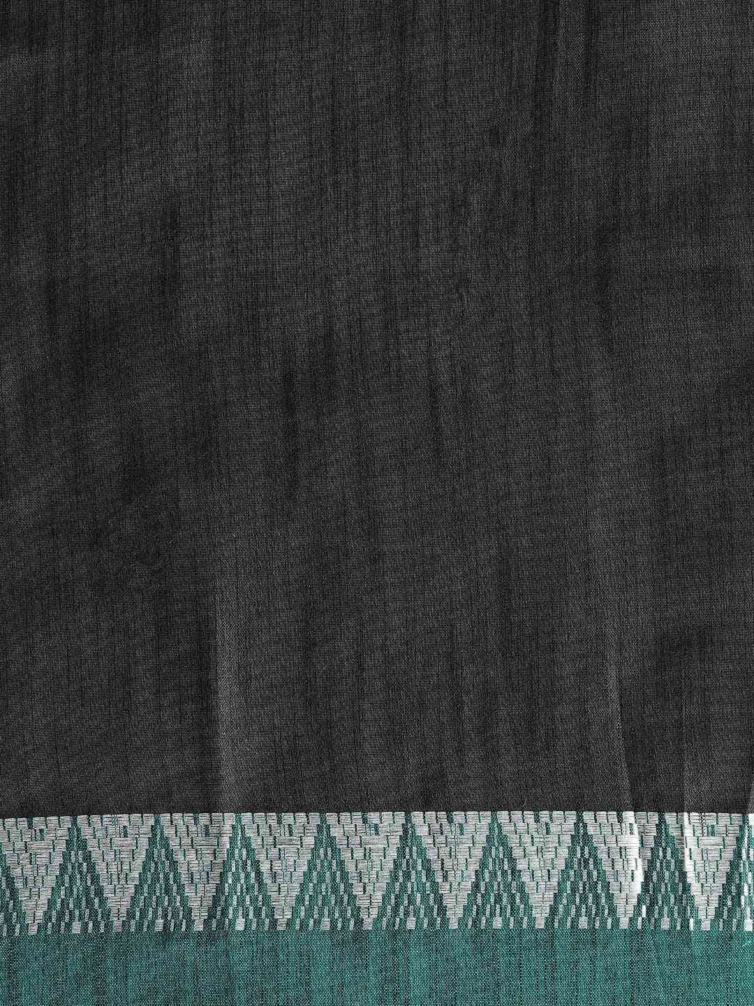 Stylish Green Linen Blend Woven Design And Zari Saree by My Store