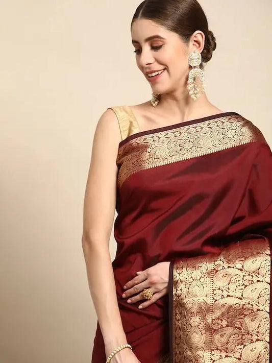Exclusive Kanjivaaram Zari Pattu Border Banarasi Soft Silk Saree by My Store
