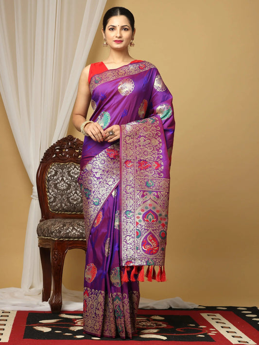 Designer Soft Kanjivaram Silk Flower Design Party Wear Saree by My Store