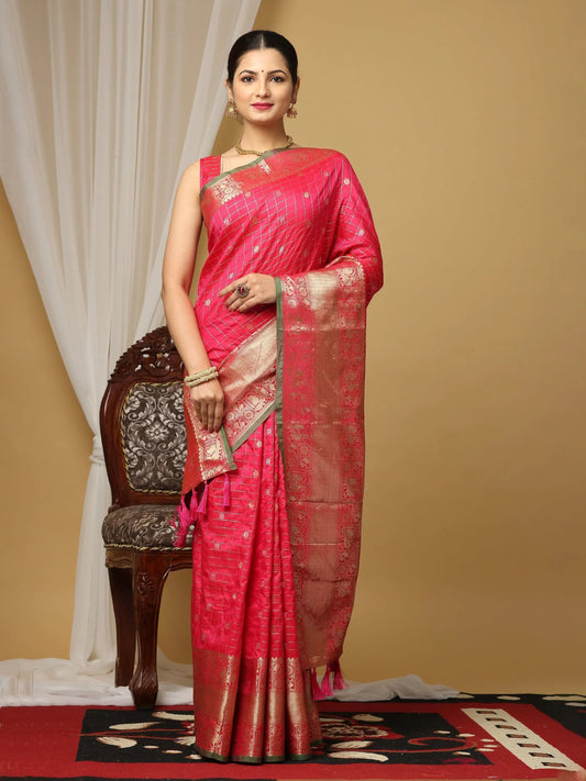 Soft Silk Woven Zari Kanchi Blend Banarasi Saree by My Store