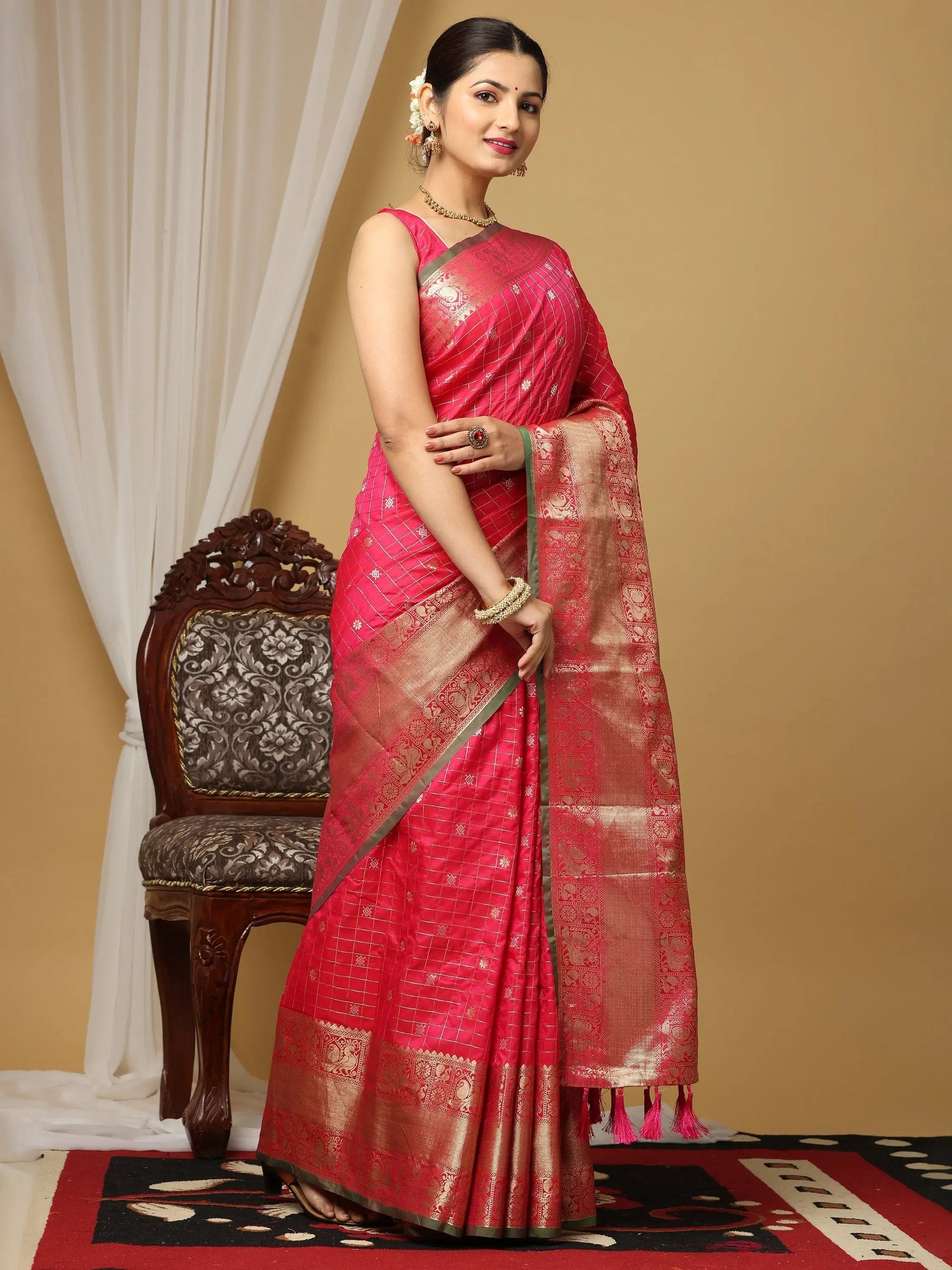 Soft Silk Woven Zari Kanchi Blend Banarasi Saree by My Store