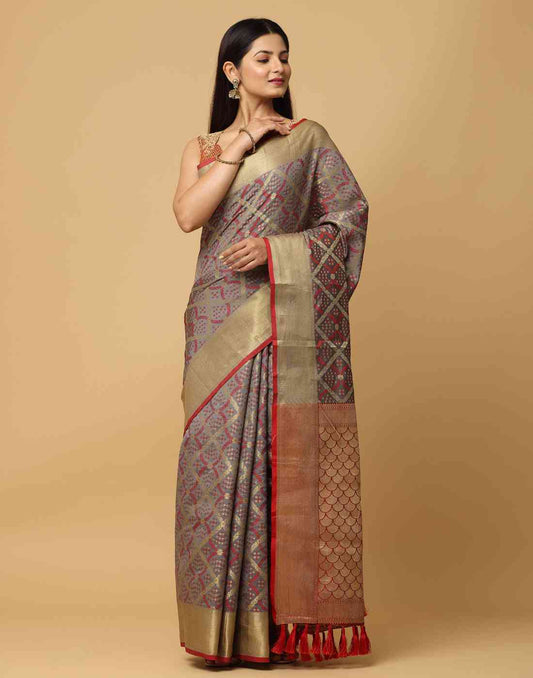 Soft Banarasi Patola Zari Party Wear Saree by My Store