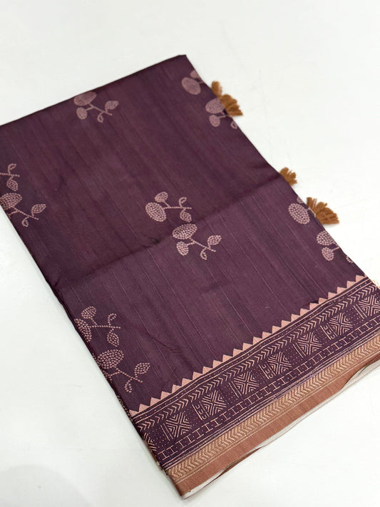 Tussar Ghicha Silk Bandhani Print Saree