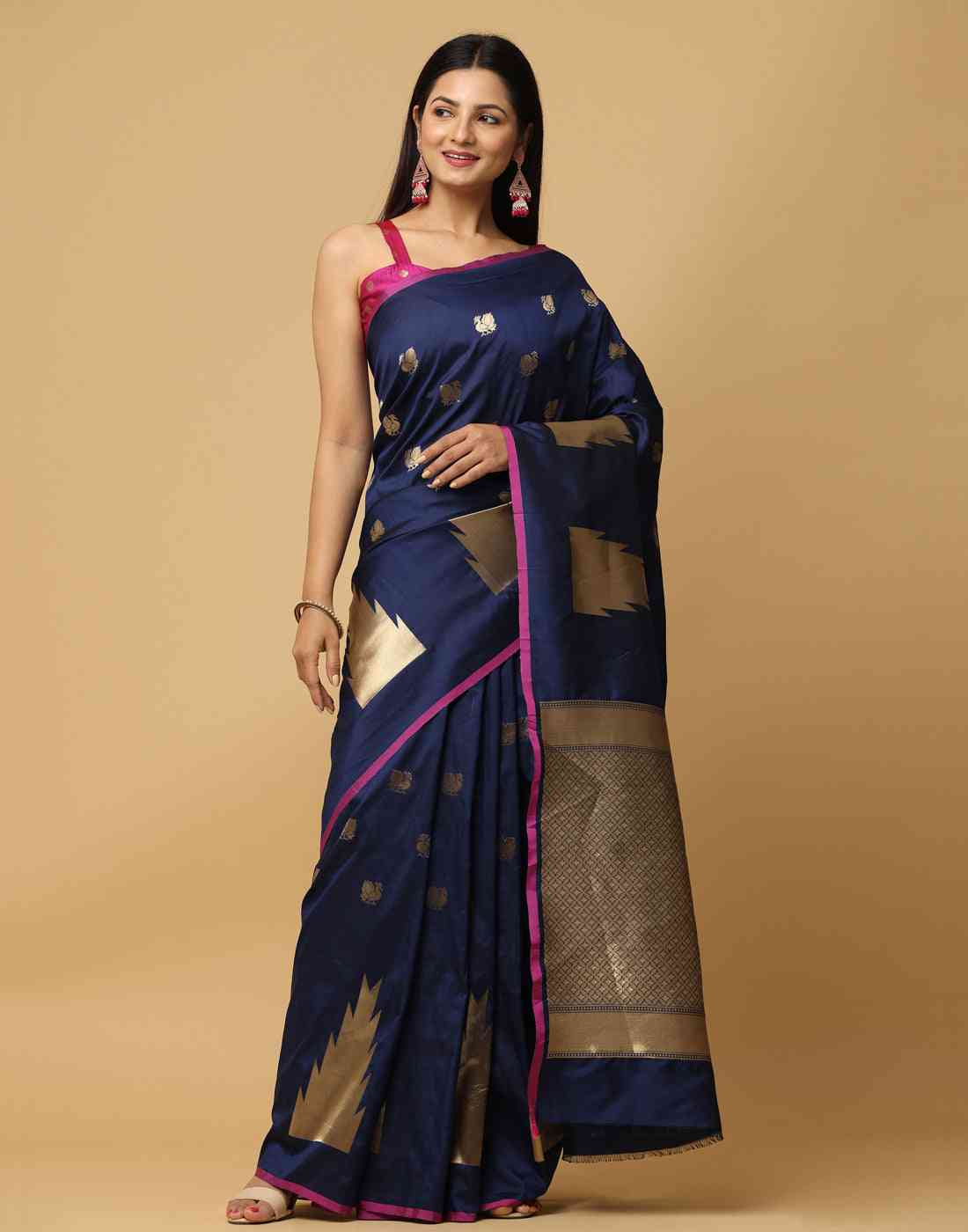 Blue Banarasi Katan Silk Kanchi Zari Weaving Saree