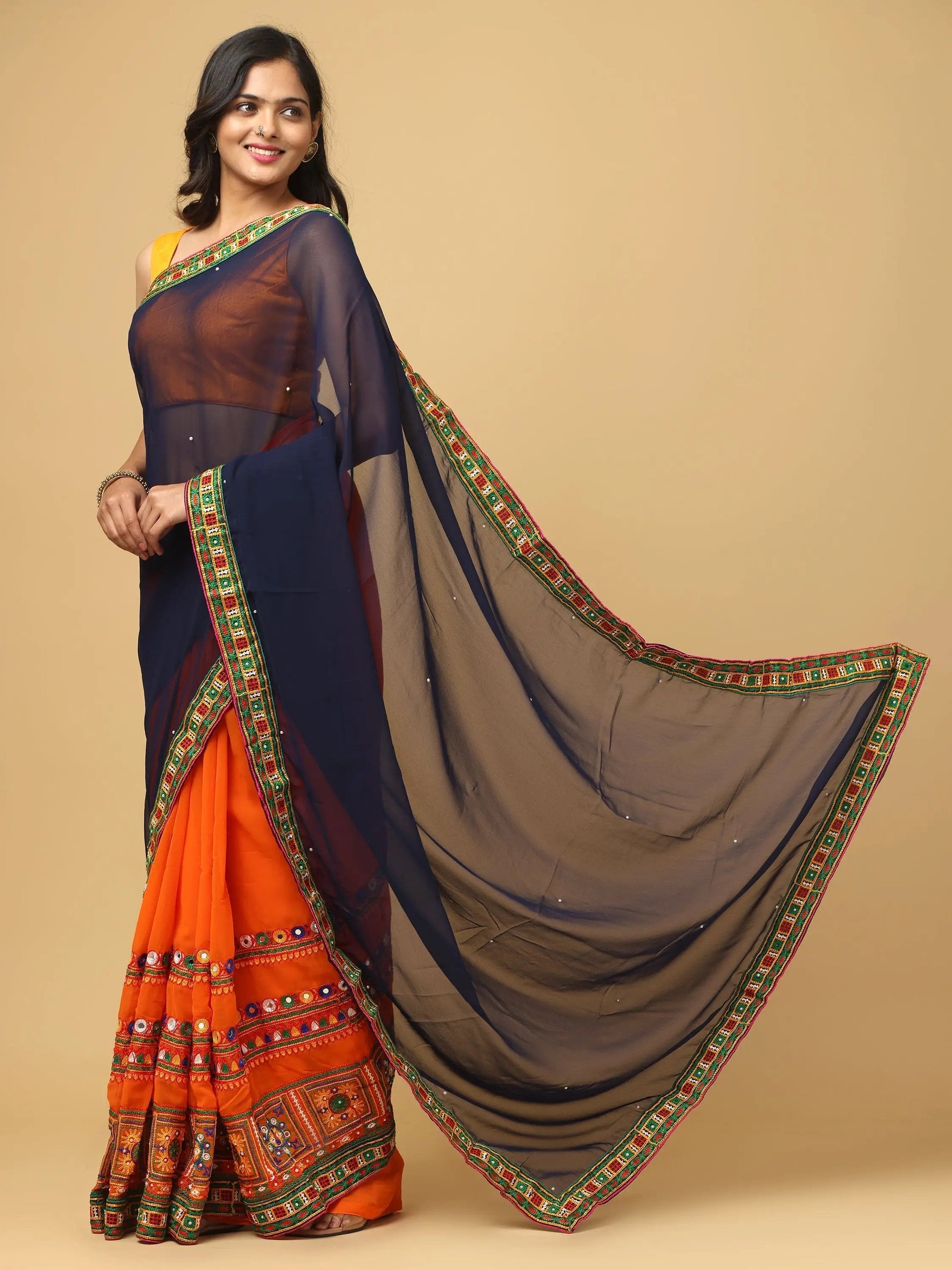 Royal Katchi Embroidery Festive Wear Saree by My Store