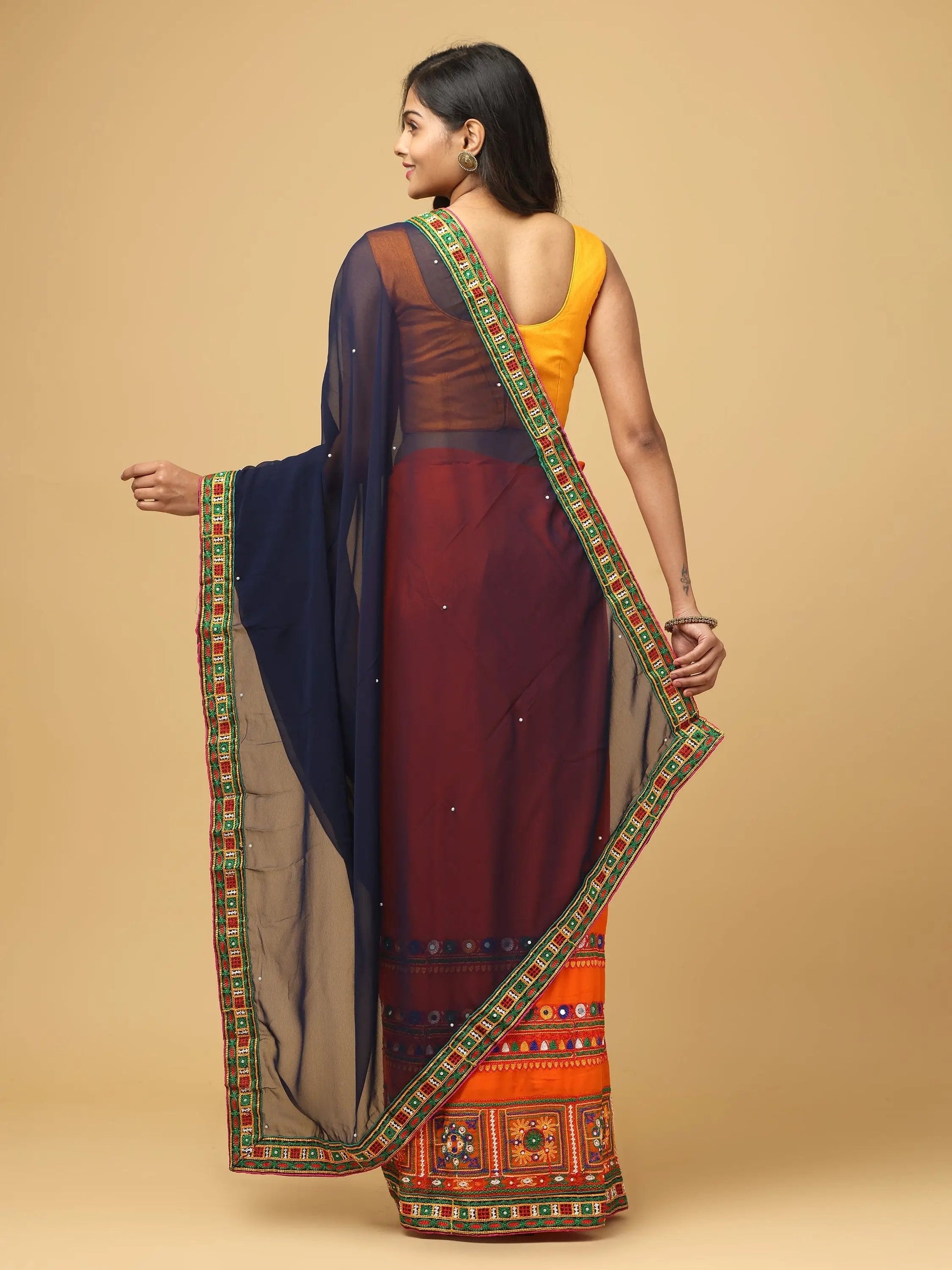 Royal Katchi Embroidery Festive Wear Saree by My Store