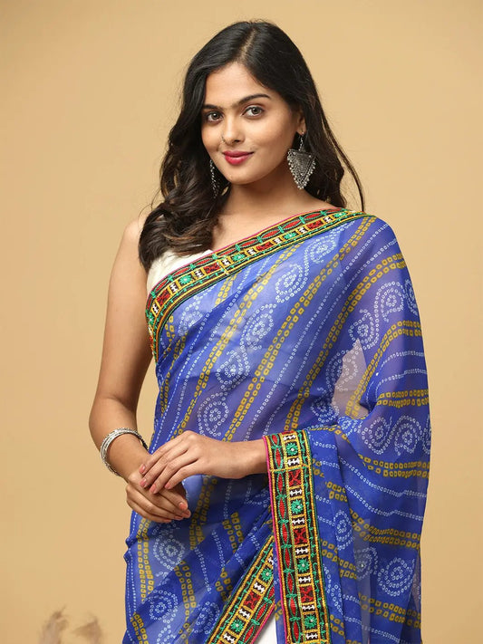 Royal Katchi Embroidery Festive Wear Saree by My Store