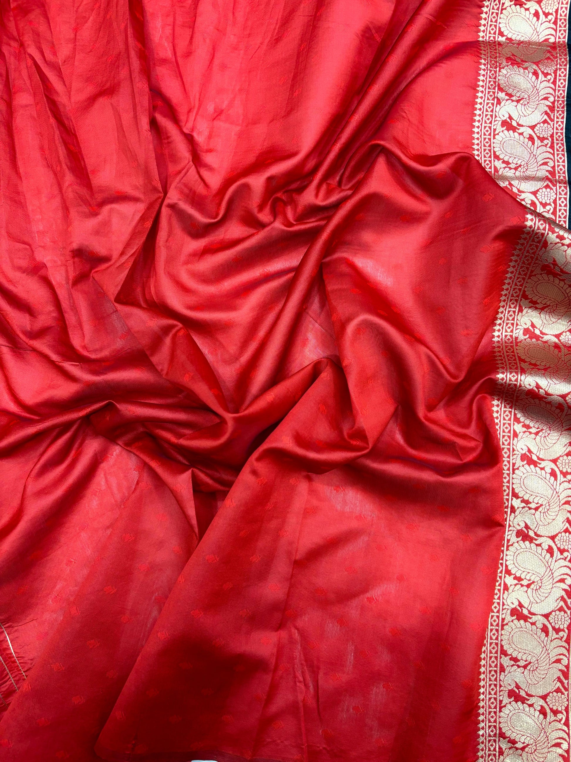 Navy Blue Silver Zari Butta Kanjivaram Silk Saree by My Store