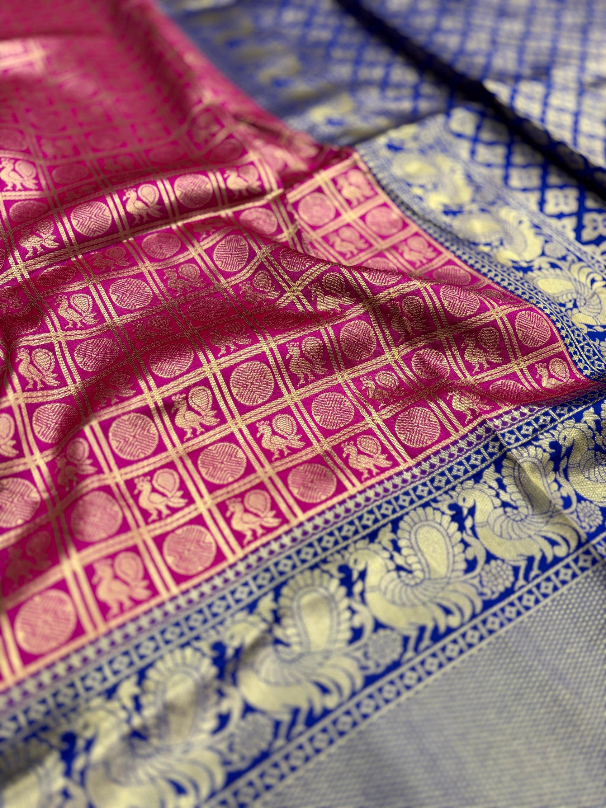 Pink Silver Zari Butta Kanjivaram Silk Saree by My Store