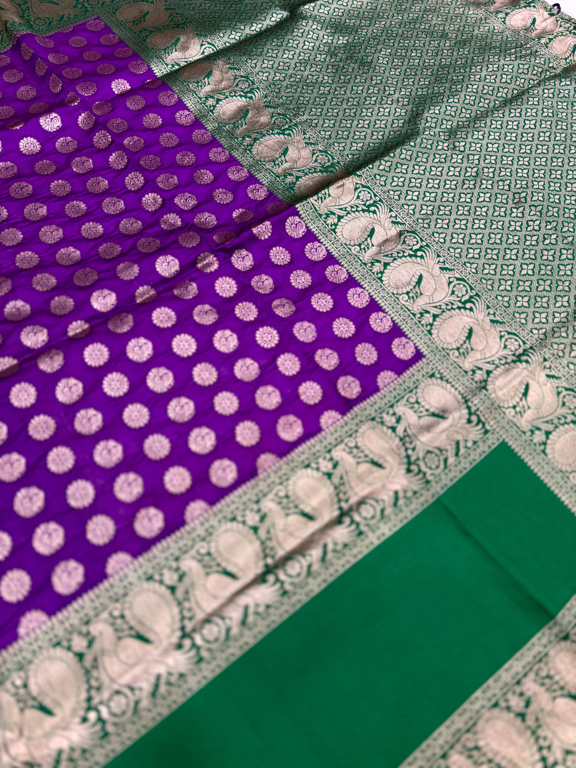 Purple Banarasi Silver Buttas Zari Weaving Saree by My Store