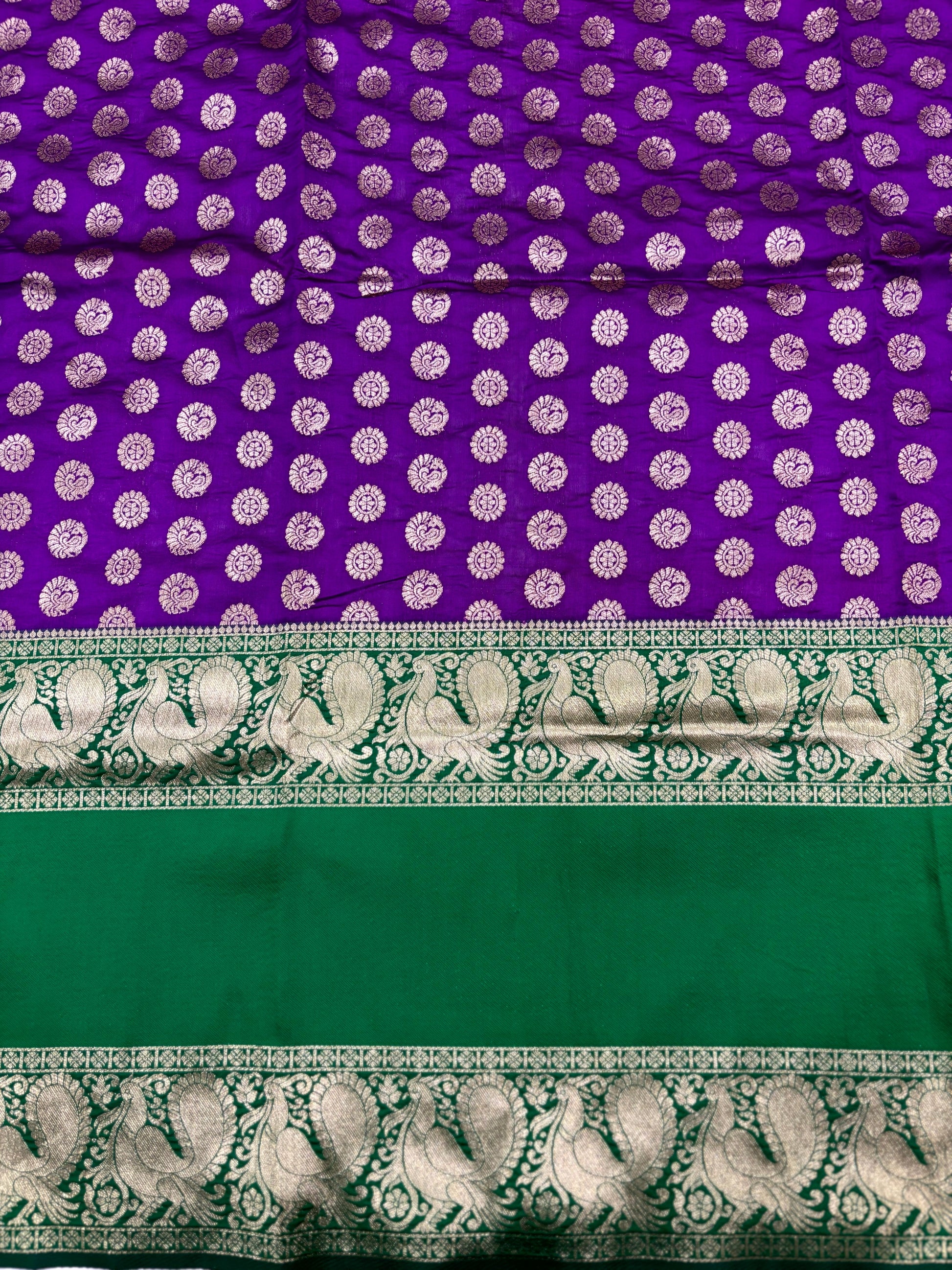 Purple Banarasi Silver Buttas Zari Weaving Saree by My Store