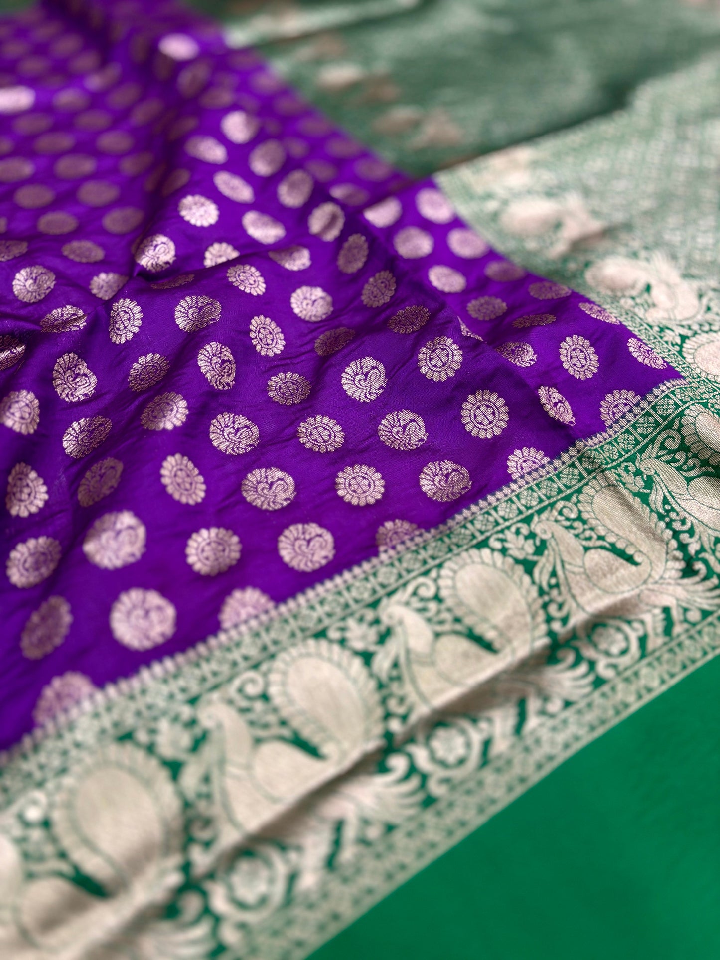 Purple Banarasi Silver Buttas Zari Weaving Saree by My Store