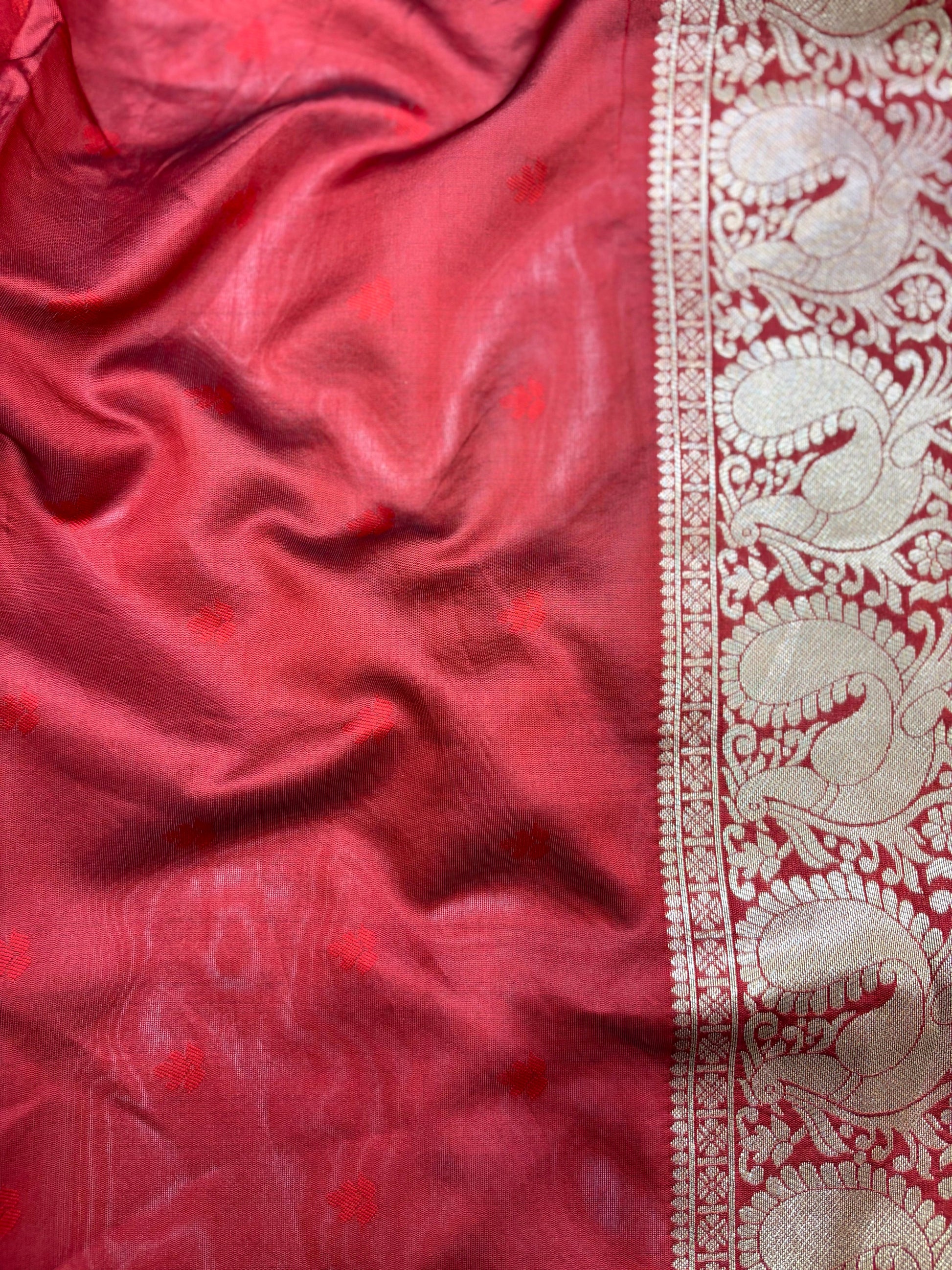 Green Banarasi Silver Buttas Zari Weaving Saree by My Store