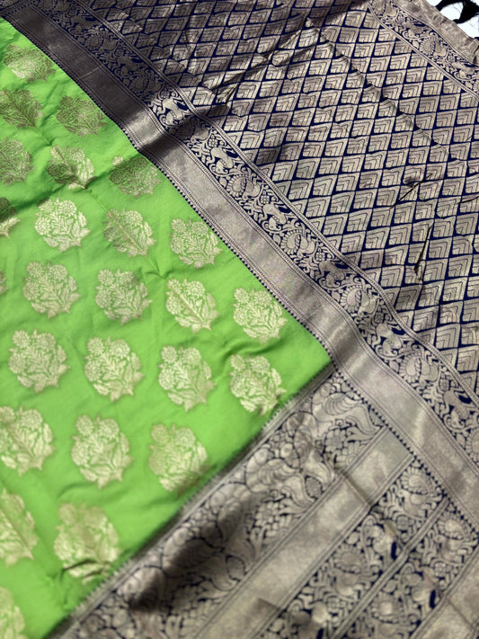 Fluorescent Green Woven Design Banarasi Saree by My Store