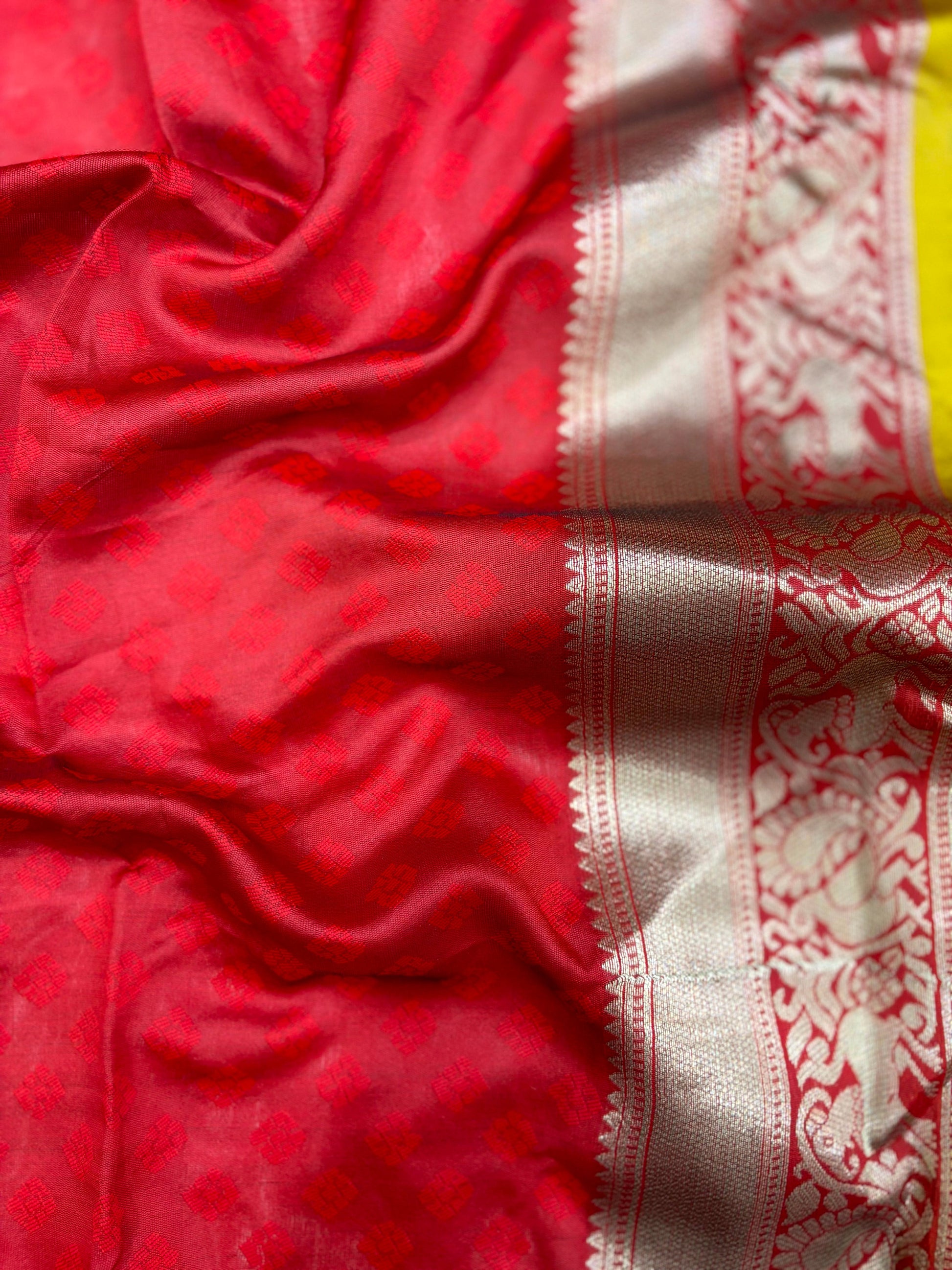 Mustard Yellow Woven Design Banarasi Saree by My Store