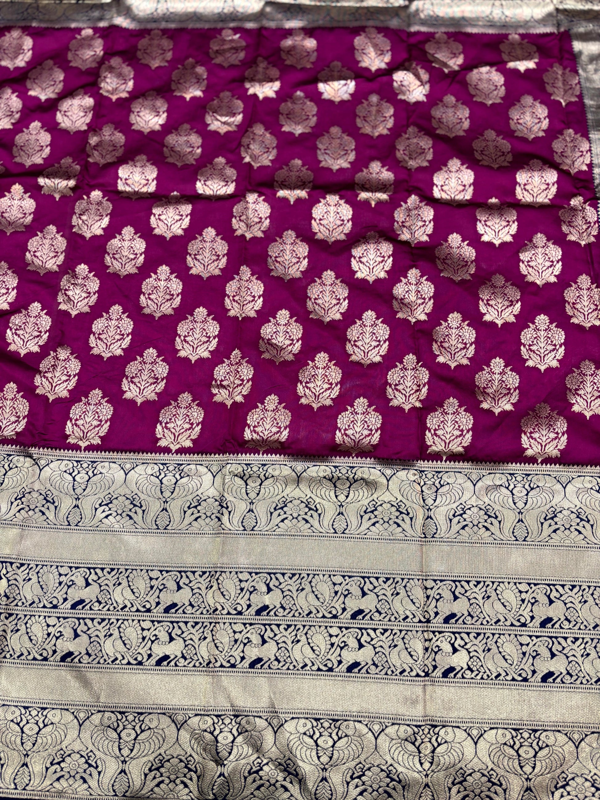 Radiant Wine Woven Design Banarasi Saree by My Store