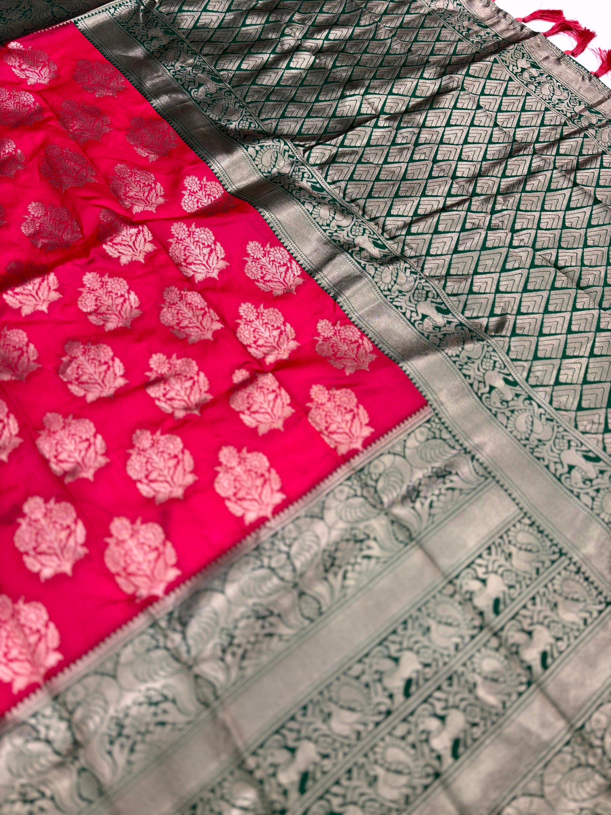 Magenta Pink Woven Design Banarasi Saree by My Store