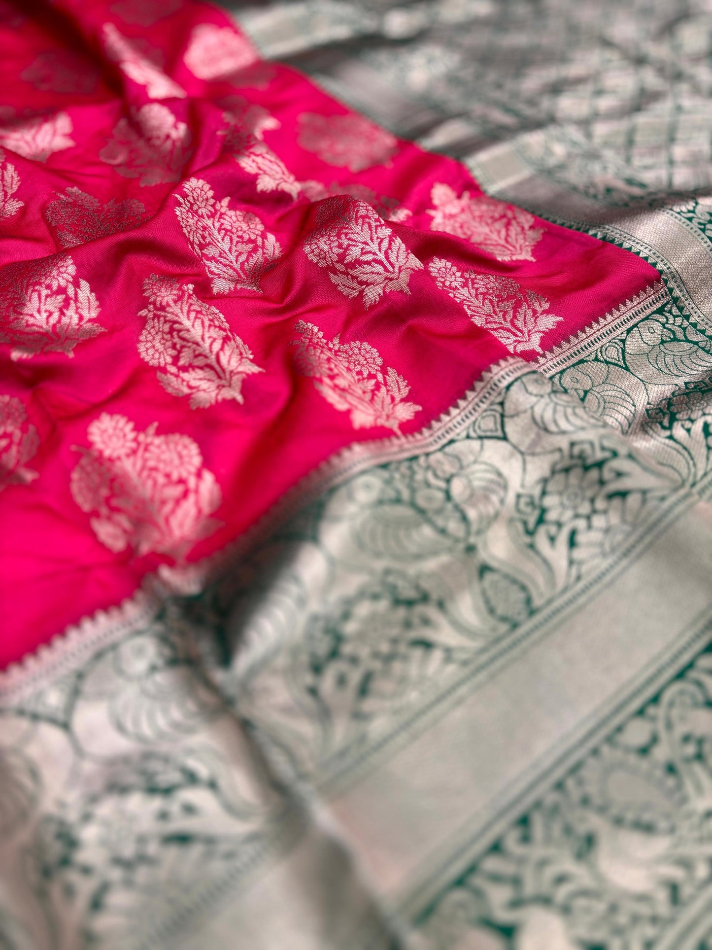 Magenta Pink Woven Design Banarasi Saree by My Store