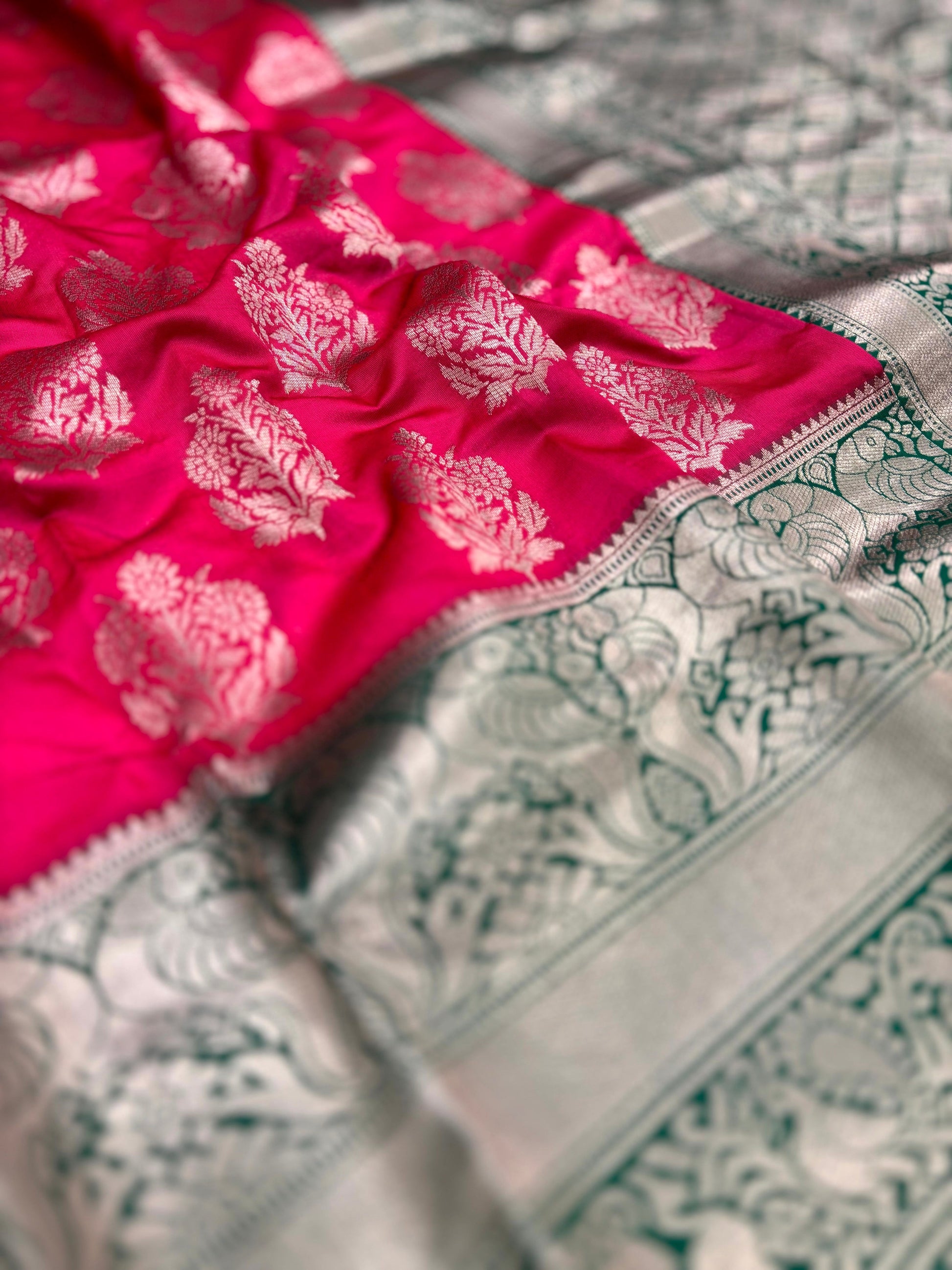 Magenta Pink Woven Design Banarasi Saree by My Store