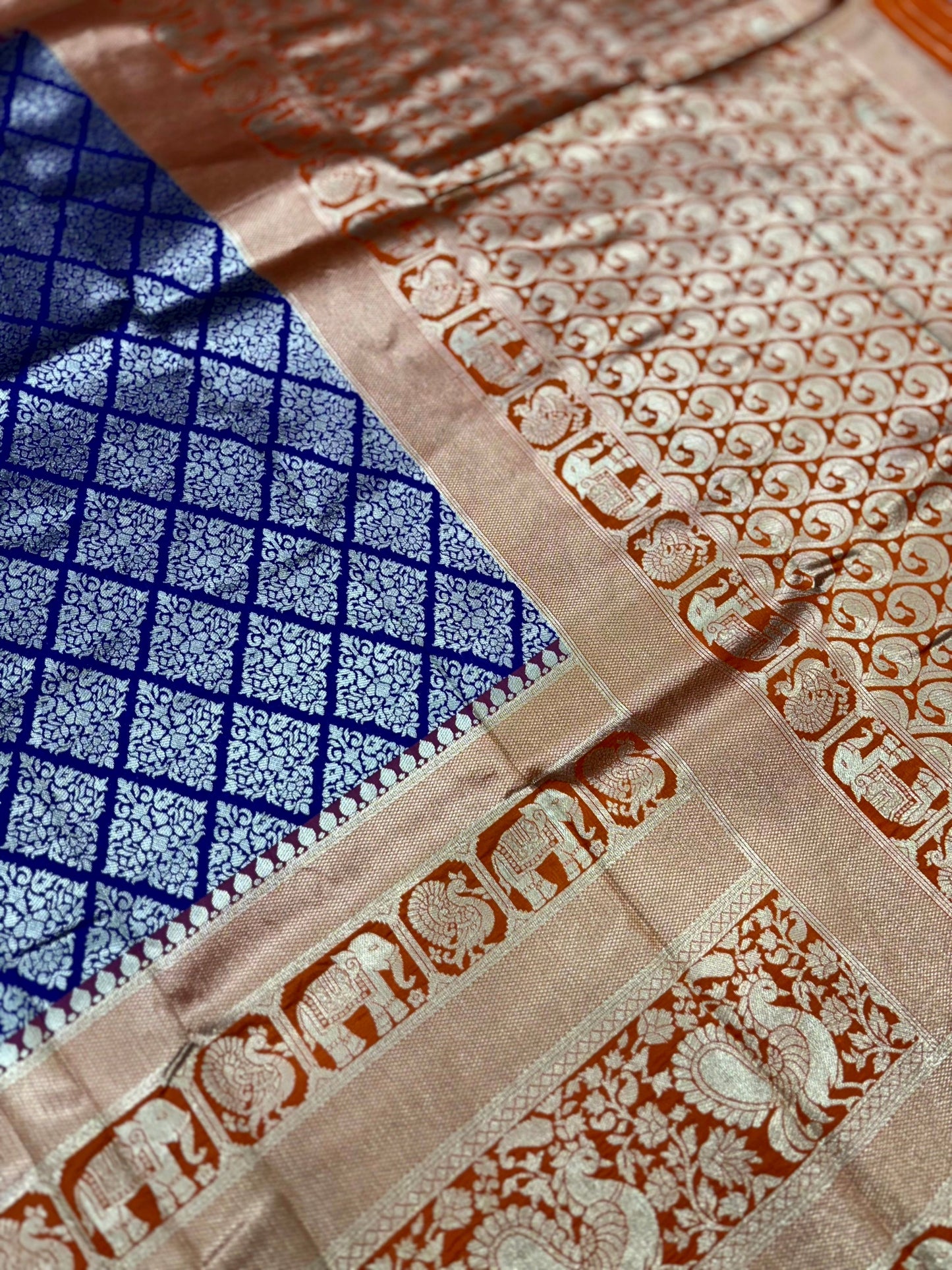 Cobalt Blue Kanjivaram Silk Saree by My Store