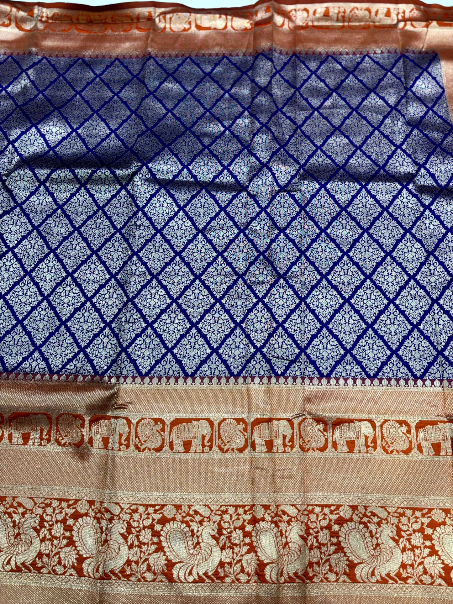 Cobalt Blue Kanjivaram Silk Saree by My Store