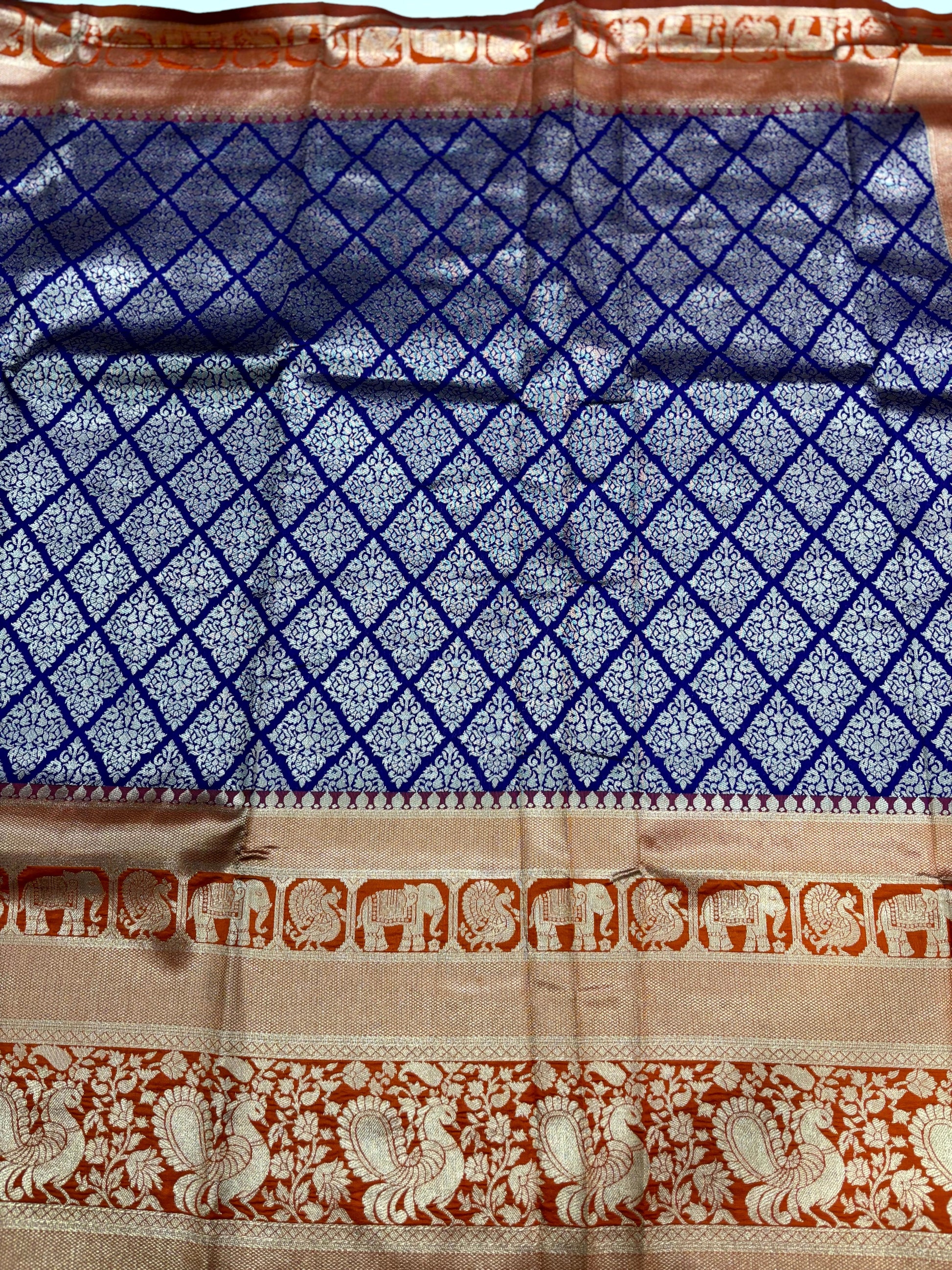 Cobalt Blue Kanjivaram Silk Saree by My Store