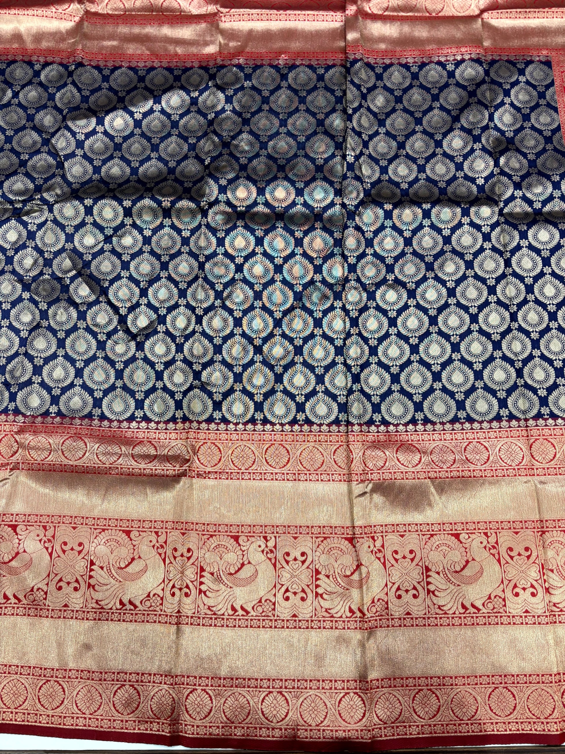 Radiant Navy Blue Banarasi Silk Saree by My Store
