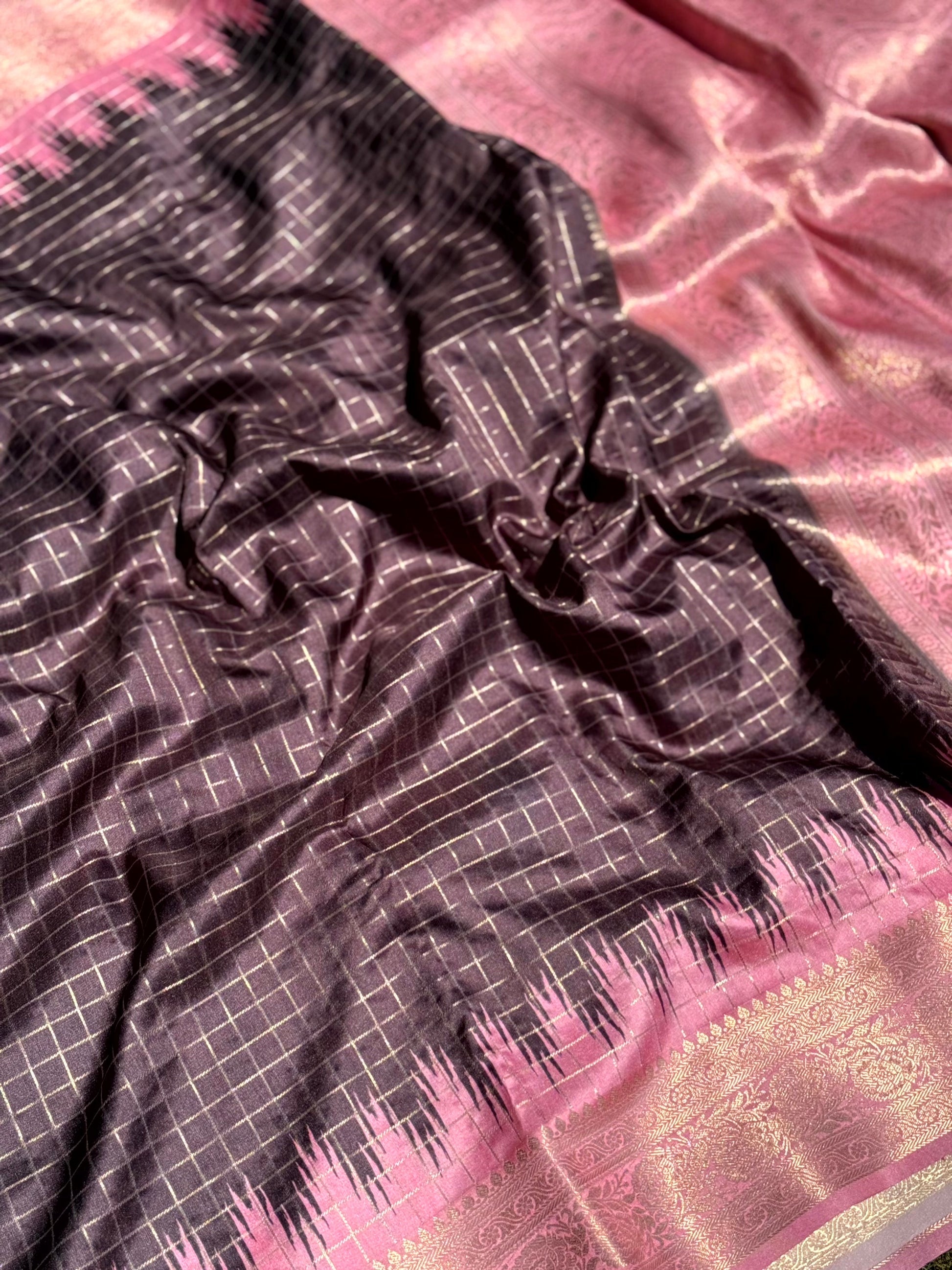 Brown Banarasi Silk Gadwal Pattu Saree by My Store