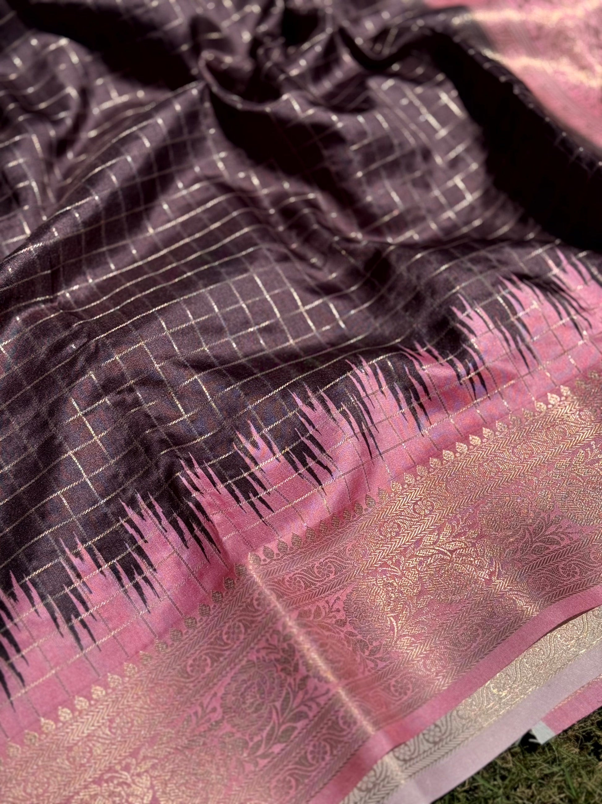 Brown Banarasi Silk Gadwal Pattu Saree by My Store