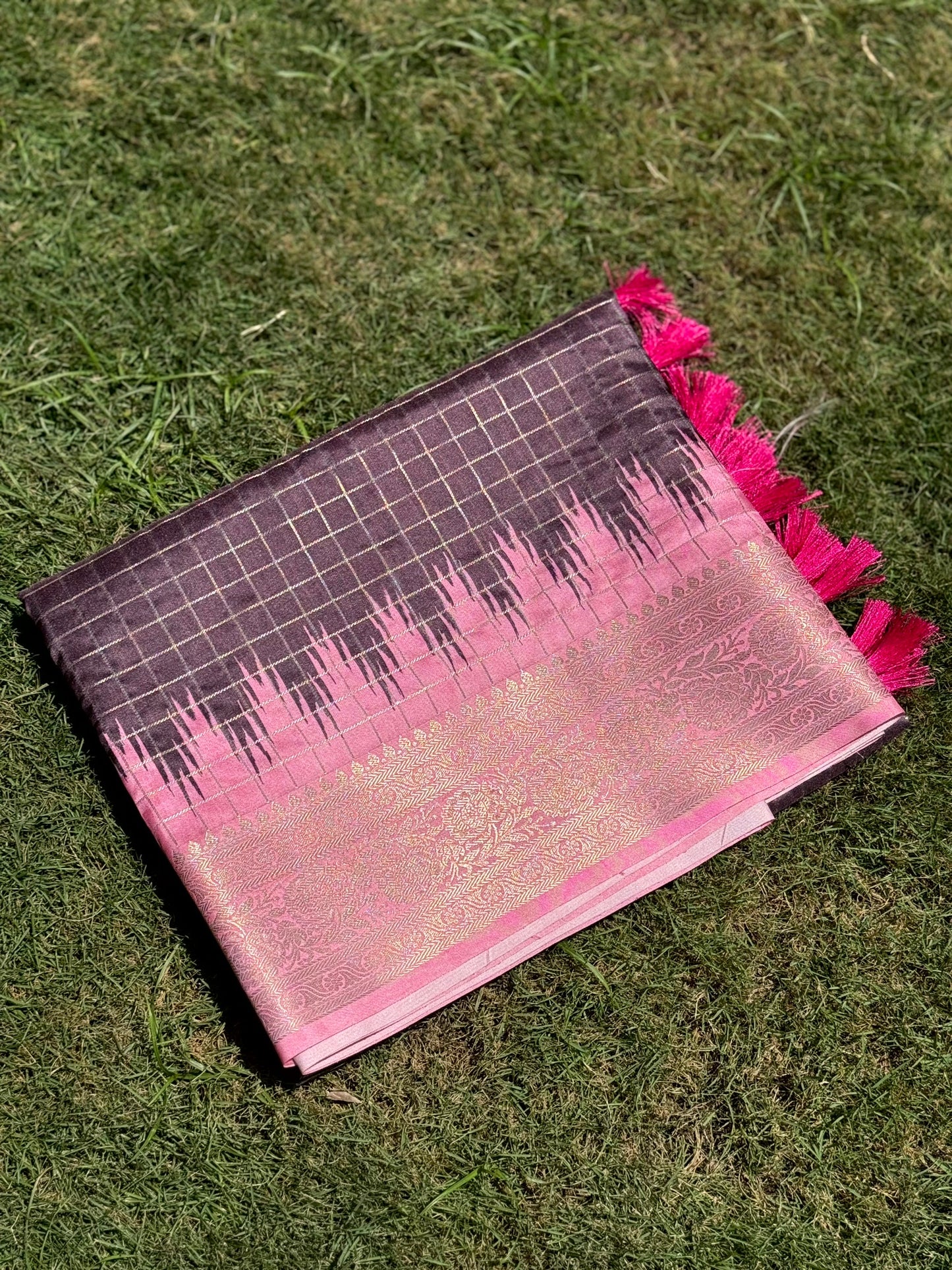 Brown Banarasi Silk Gadwal Pattu Saree by My Store