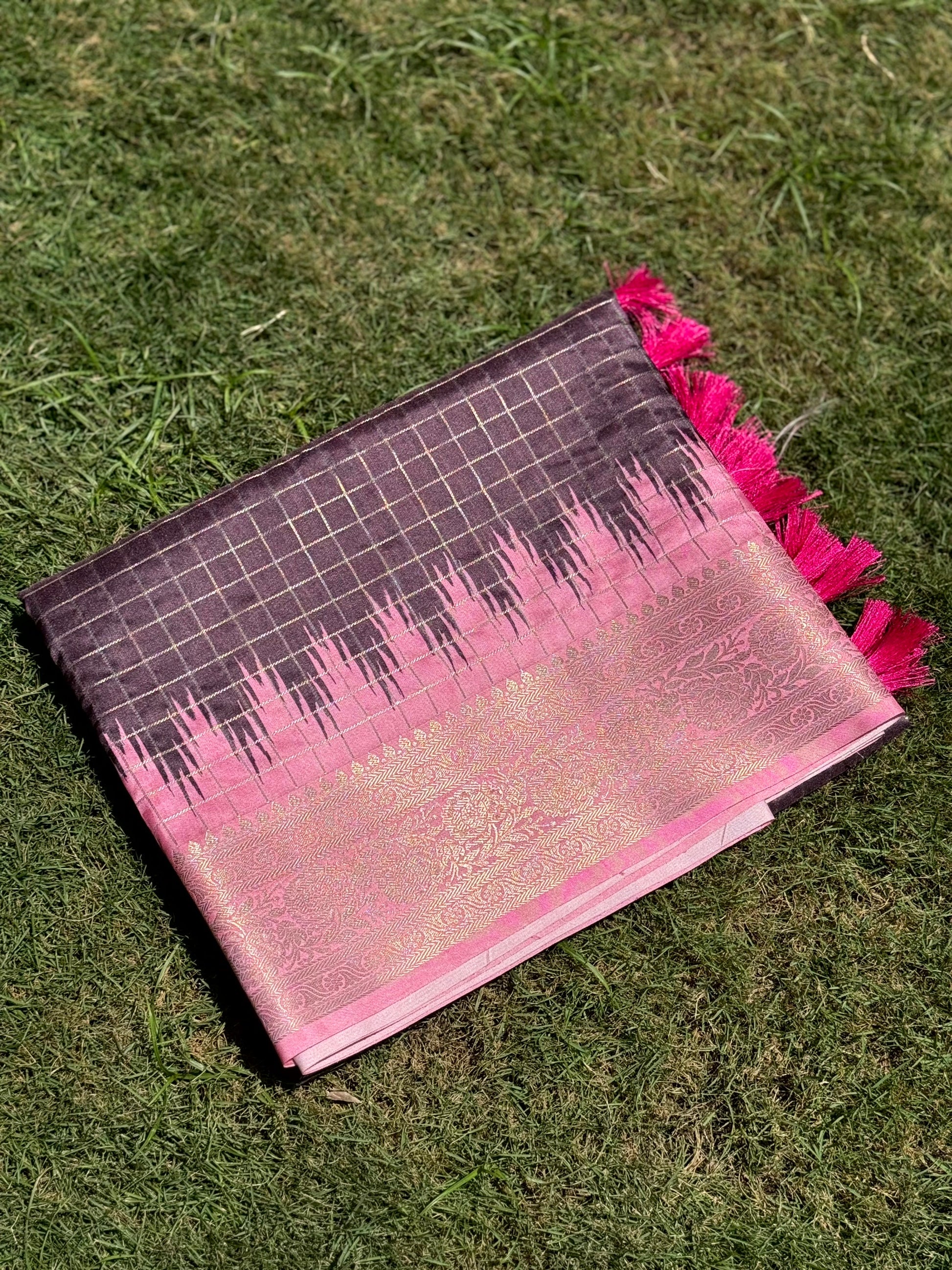 Brown Banarasi Silk Gadwal Pattu Saree by My Store