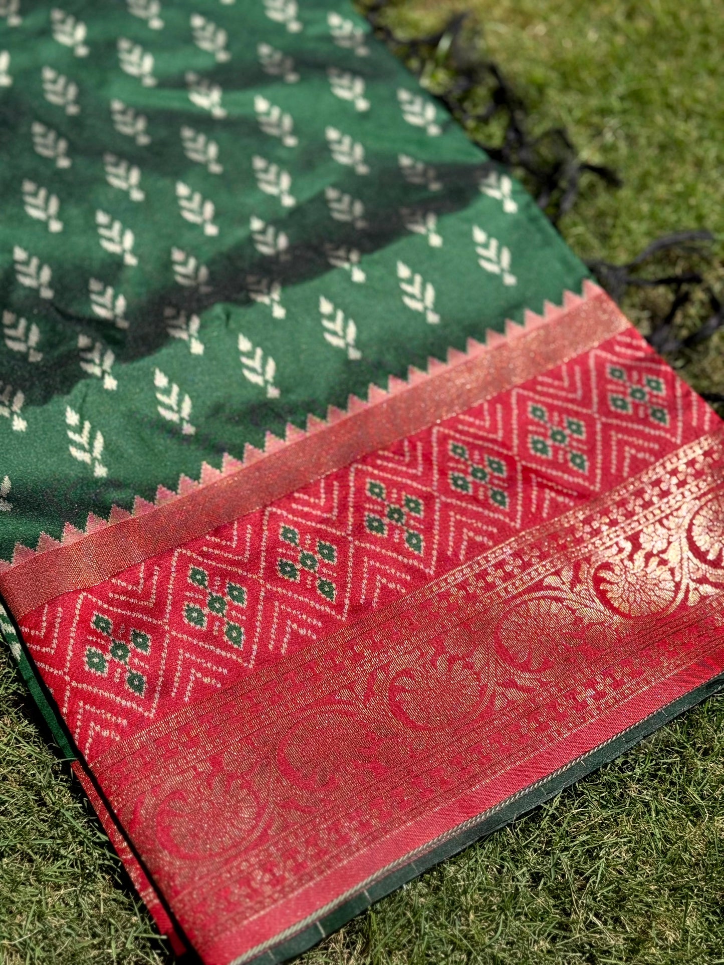 Radiance Green Soft Silk Ikkat Saree by My Store