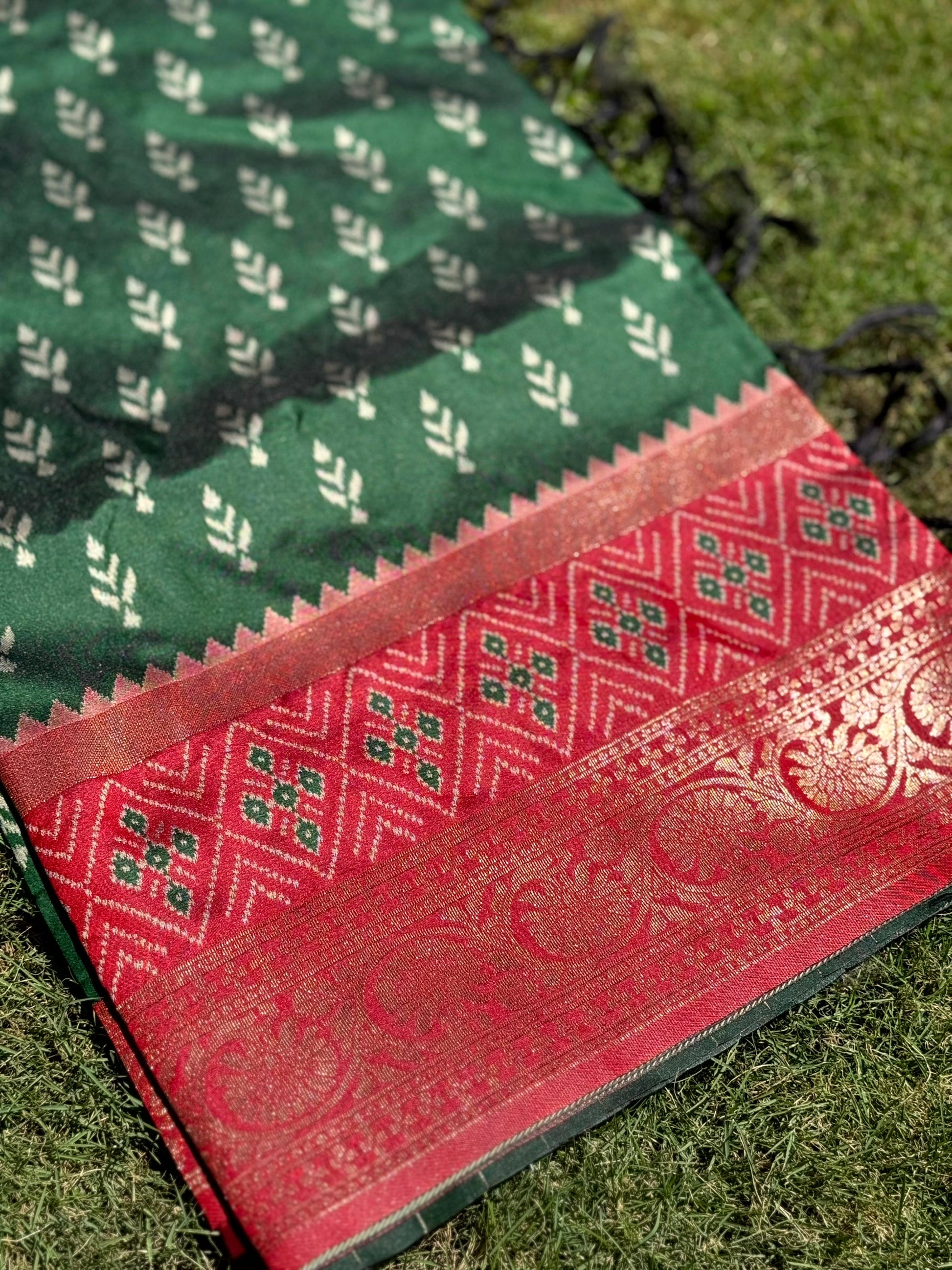 Radiance Green Soft Silk Ikkat Saree by My Store